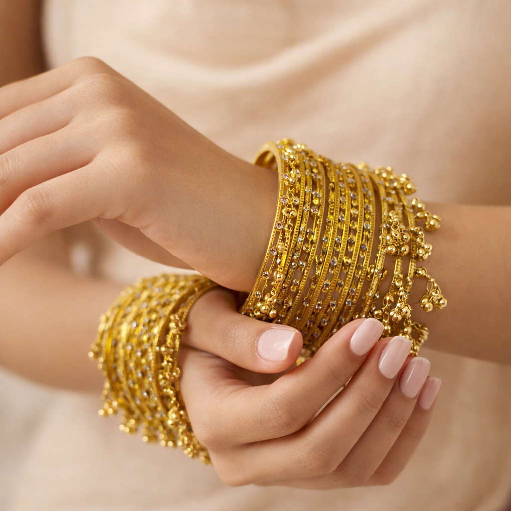 Royal Kashmiri Elegance with Zircon Stone Glass Bangle – Make Every Occasion Special (Mustard Yellow) -  PREMIUM QUALITY