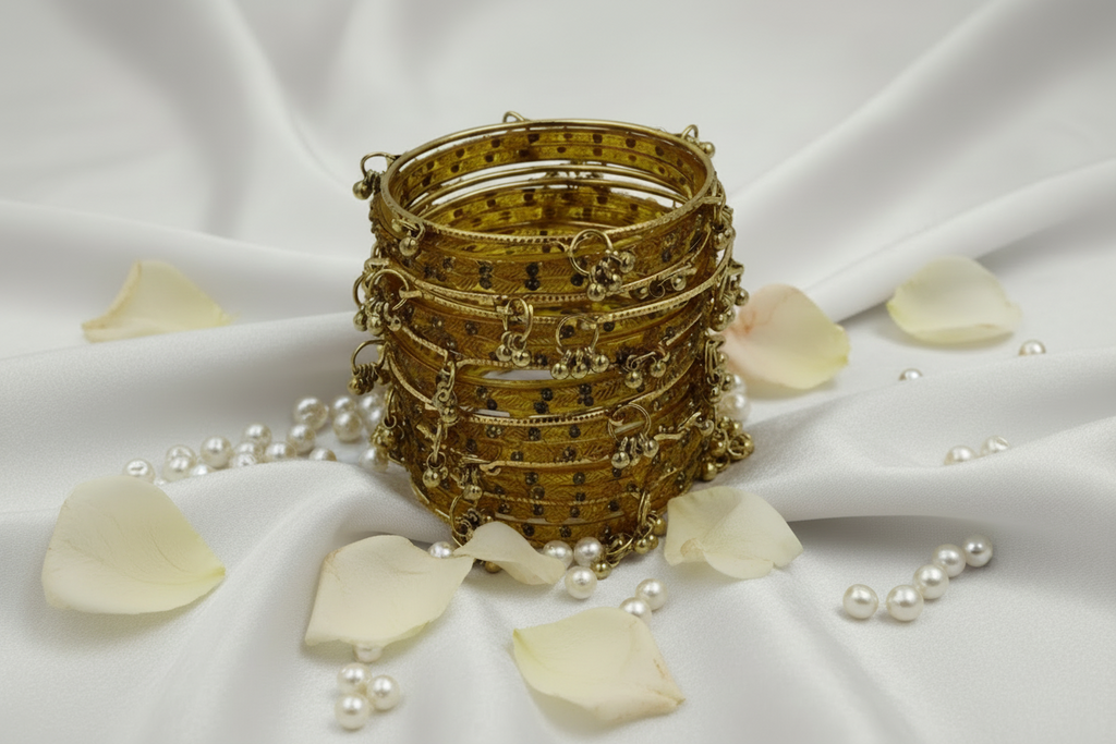Royal Kashmiri Elegance with Zircon Stone Glass Bangle – Make Every Occasion Special (Mustard Yellow) -  PREMIUM QUALITY