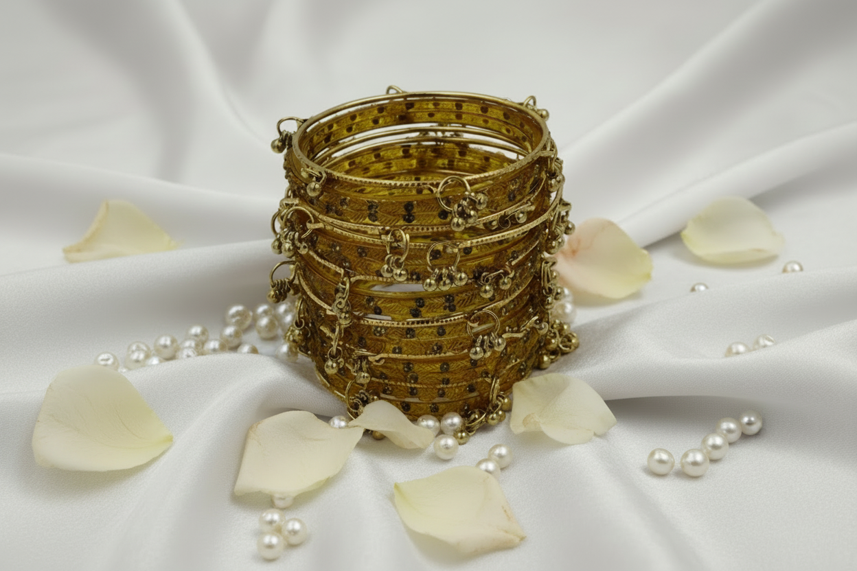 Royal Kashmiri Elegance with Zircon Stone Glass Bangle – Make Every Occasion Special (Mustard Yellow) -  PREMIUM QUALITY