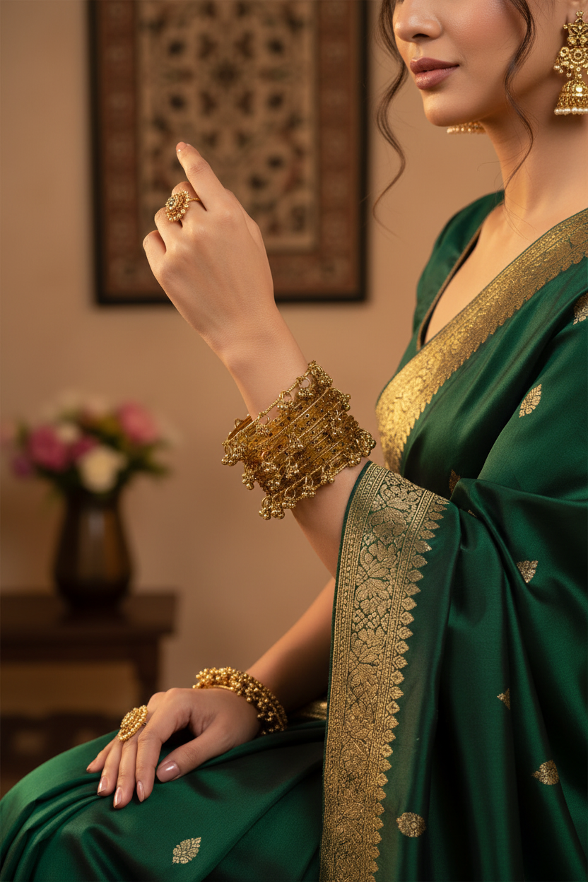 Royal Kashmiri Elegance with Zircon Stone Glass Bangle – Make Every Occasion Special (Mustard Yellow) -  PREMIUM QUALITY