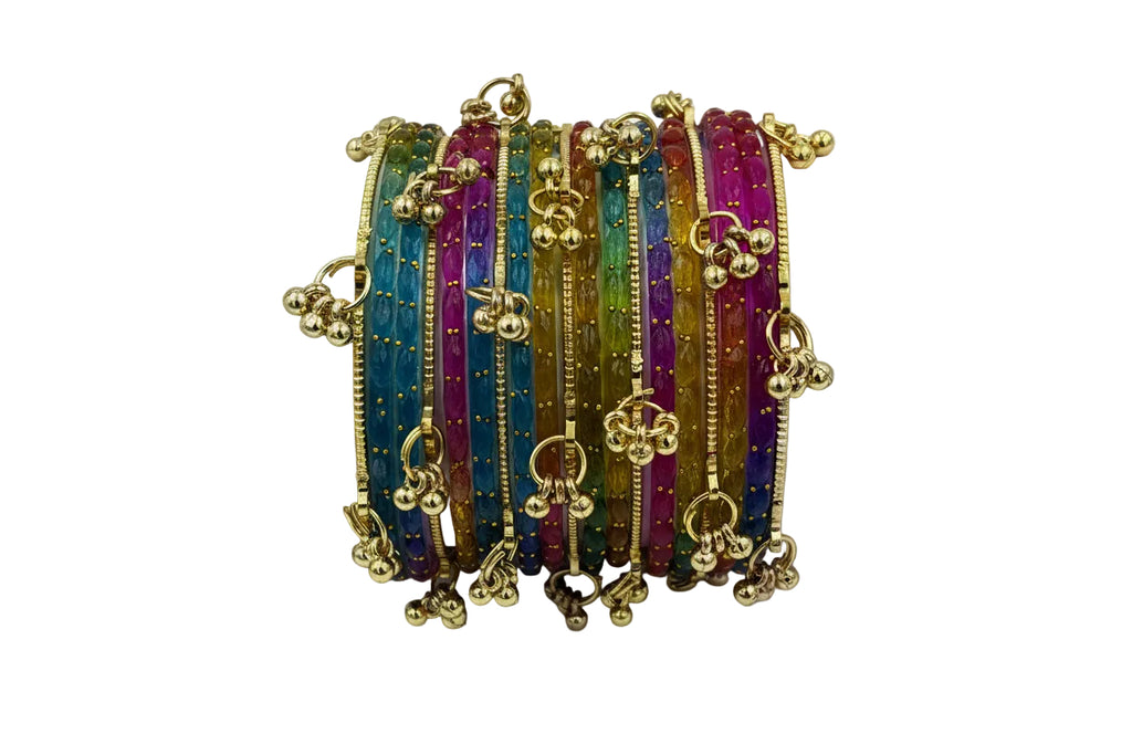 Royal Kashmiri Elegance with Rain Drop Glass Bangles – Make Every Occasion Special (Dark - Multicolor) -  PREMIUM QUALITY