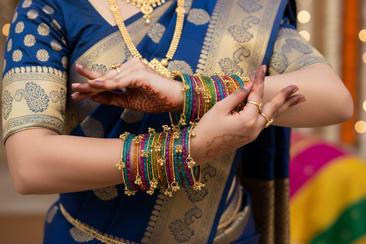 Royal Kashmiri Elegance with Rain Drop Glass Bangles – Make Every Occasion Special (Dark - Multicolor) -  PREMIUM QUALITY