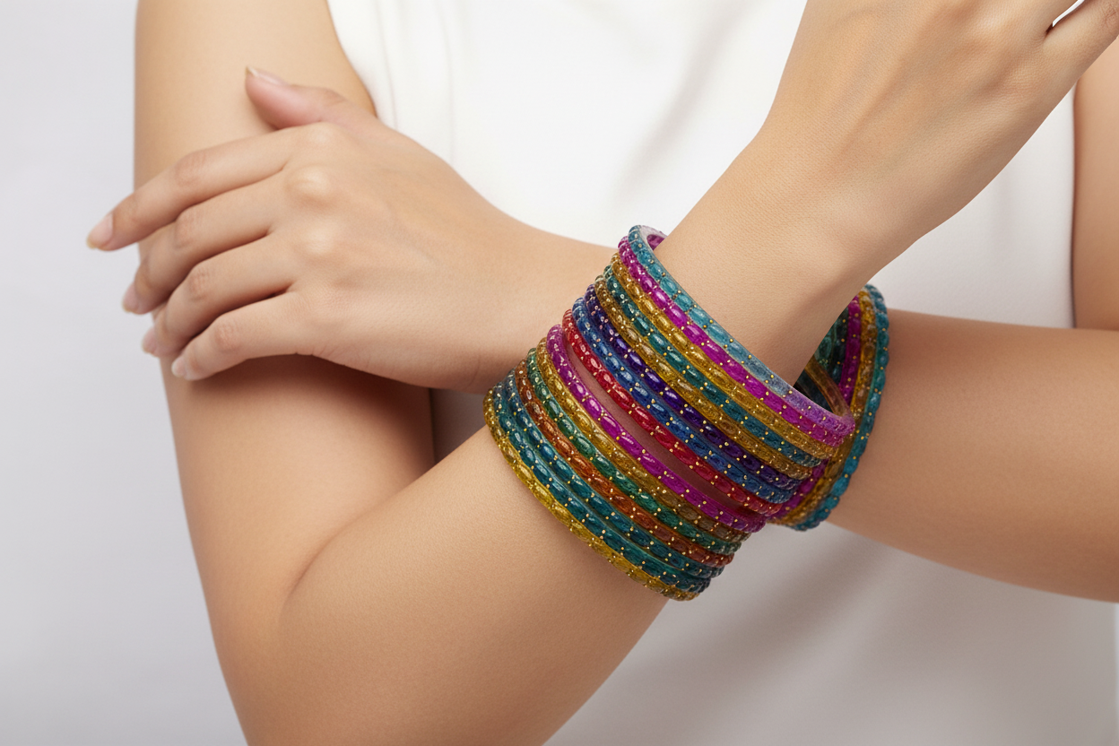 Rain Drop Glass Bangles – Make Every Occasion Special (Dark - Multicolor) -  PREMIUM QUALITY