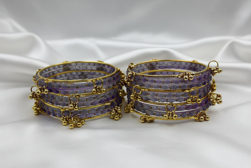 Royal Kashmiri Elegance with Rain Drop Glass Bangles – Make Every Occasion Special (Light Purple) -  PREMIUM QUALITY