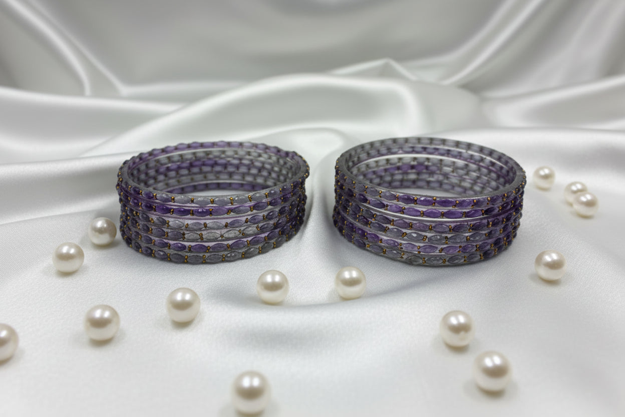 Rain Drop Glass Bangles – Make Every Occasion Special (Light Purple) -  PREMIUM QUALITY