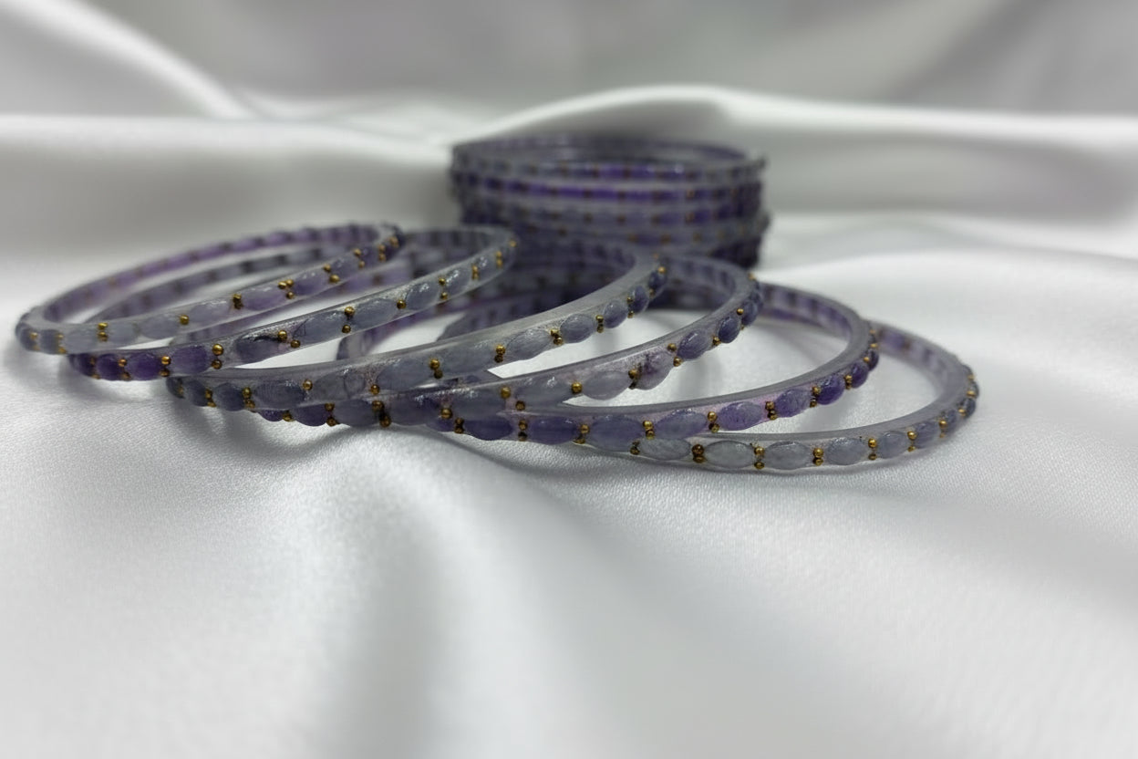 Rain Drop Glass Bangles – Make Every Occasion Special (Light Purple) -  PREMIUM QUALITY