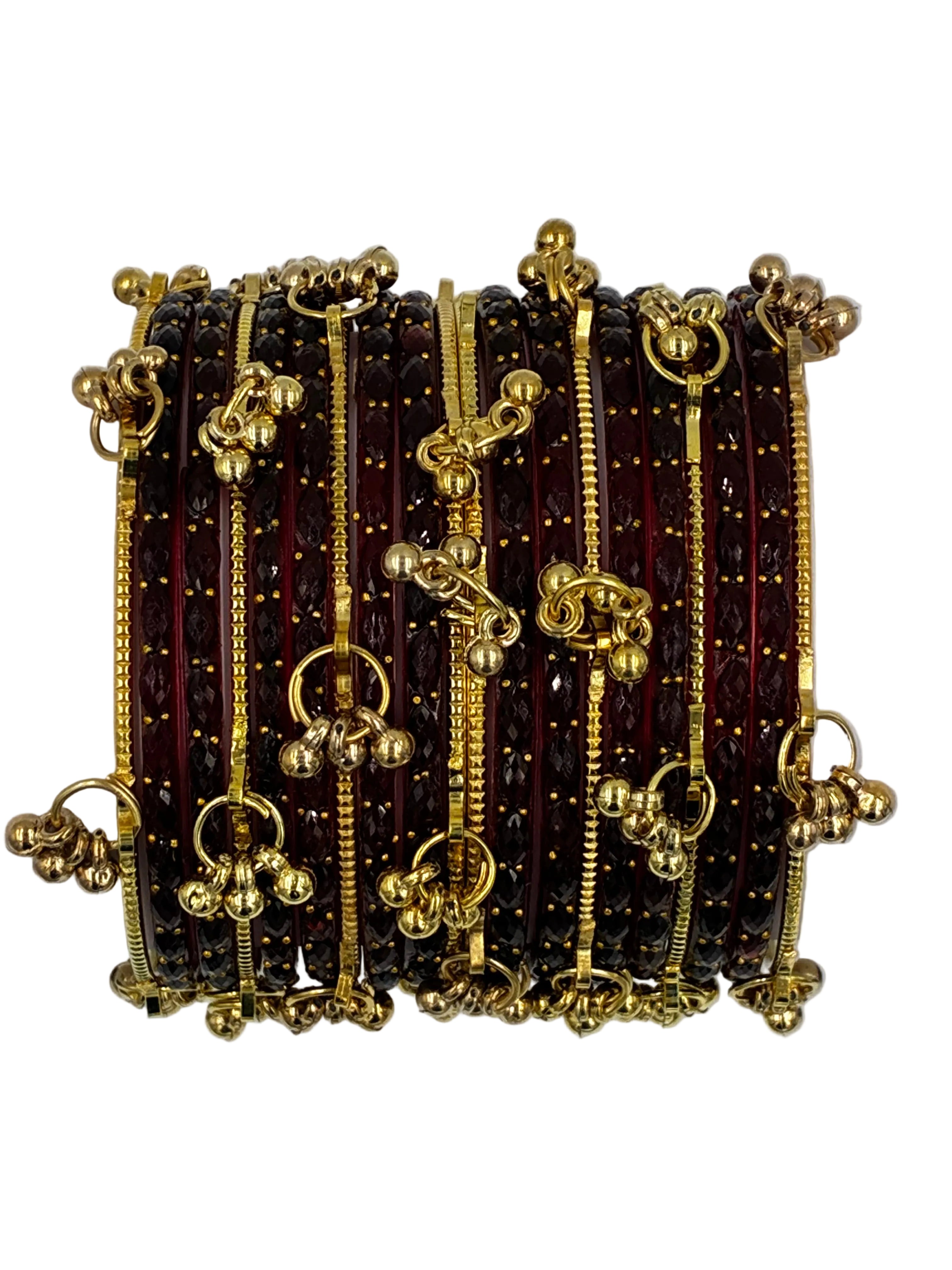 Royal Kashmiri Elegance with Rain Drop Glass Bangles – Make Every Occasion Special (Dark - Maroon) -  PREMIUM QUALITY