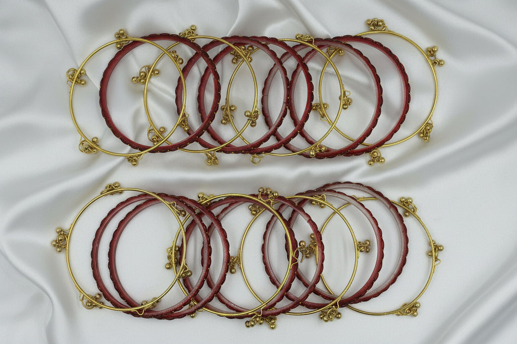 Royal Kashmiri Elegance with Rain Drop Glass Bangles – Make Every Occasion Special (Dark - Maroon) -  PREMIUM QUALITY