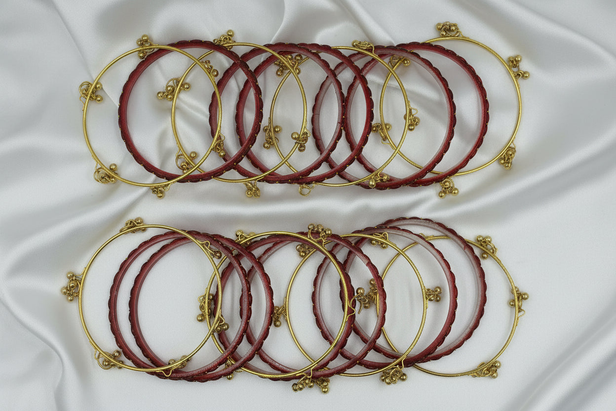 Royal Kashmiri Elegance with Rain Drop Glass Bangles – Make Every Occasion Special (Dark - Maroon) -  PREMIUM QUALITY