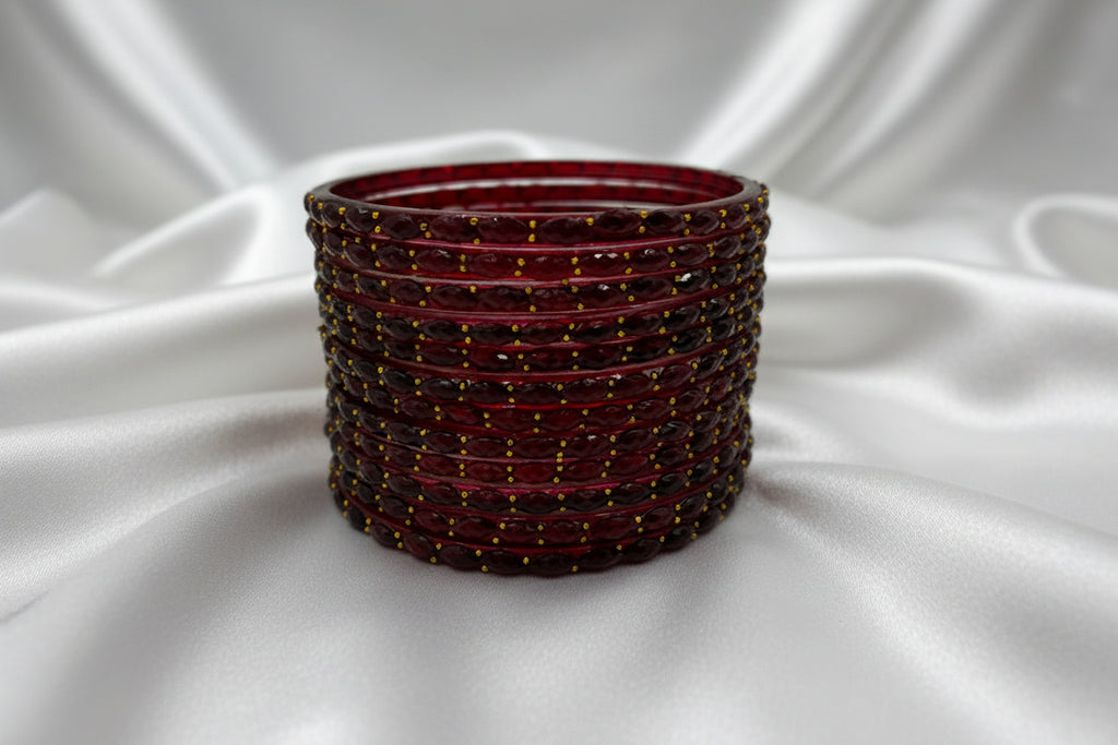 Rain Drop Glass Bangles – Make Every Occasion Special (Maroon) - PREMIUM QUALITY
