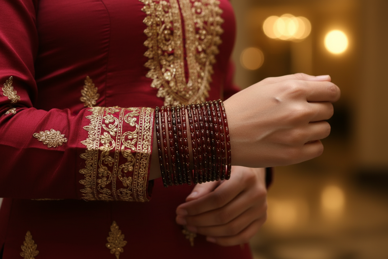 Rain Drop Glass Bangles – Make Every Occasion Special (Maroon) - PREMIUM QUALITY