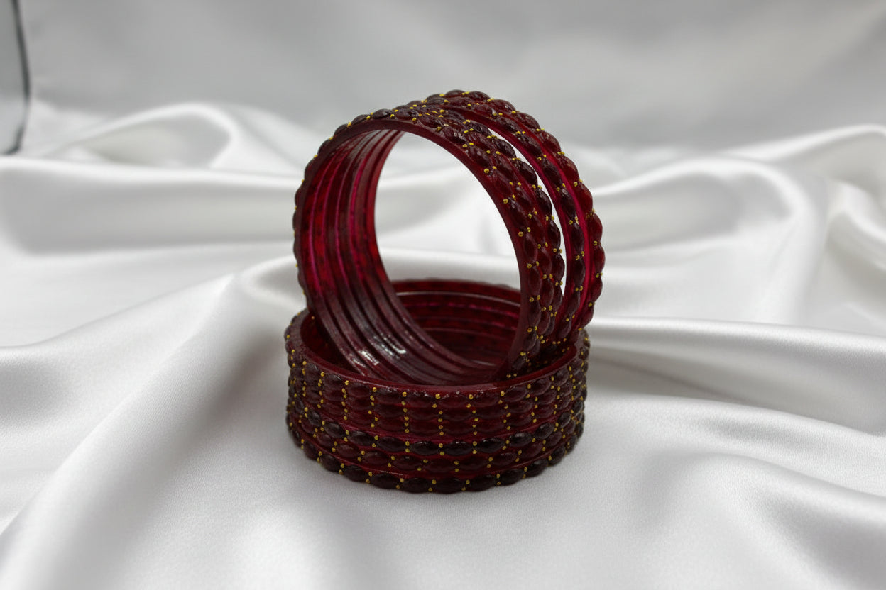 Rain Drop Glass Bangles – Make Every Occasion Special (Maroon) - PREMIUM QUALITY