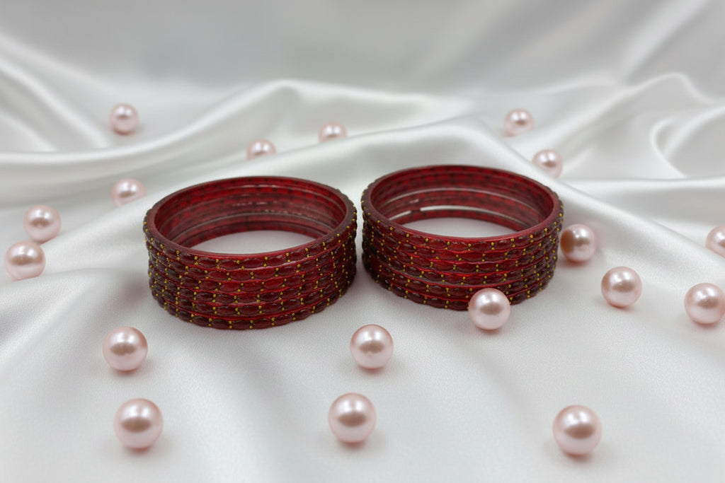 Rain Drop Glass Bangles – Make Every Occasion Special (Maroon) - PREMIUM QUALITY