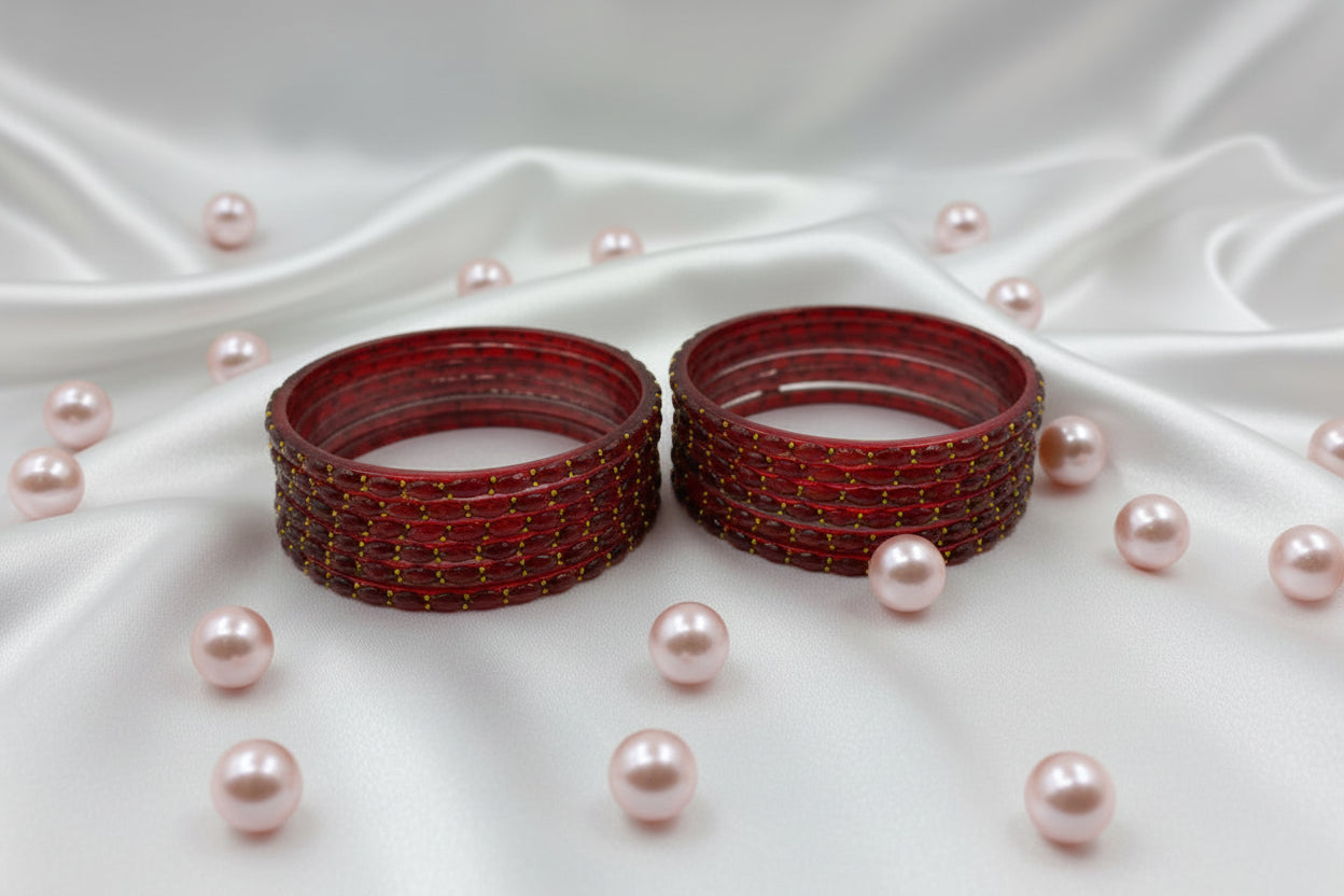 Rain Drop Glass Bangles – Make Every Occasion Special (Maroon) - PREMIUM QUALITY