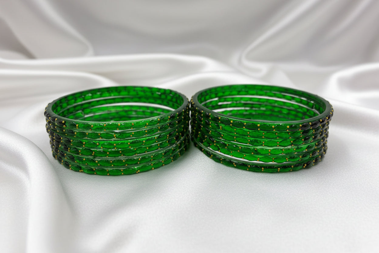 Rain Drop Glass Bangles – Make Every Occasion Special (Green) - PREMIUM QUALITY