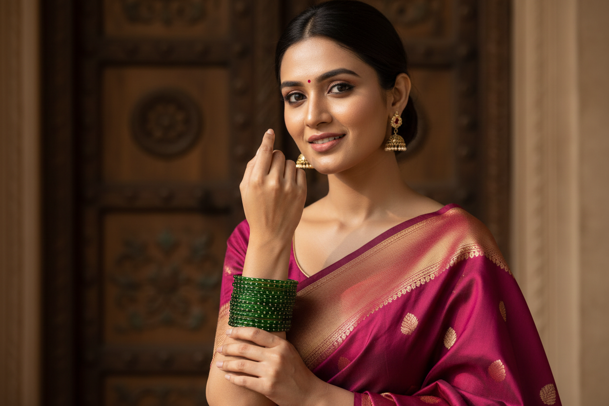 Rain Drop Glass Bangles – Make Every Occasion Special (Green) - PREMIUM QUALITY