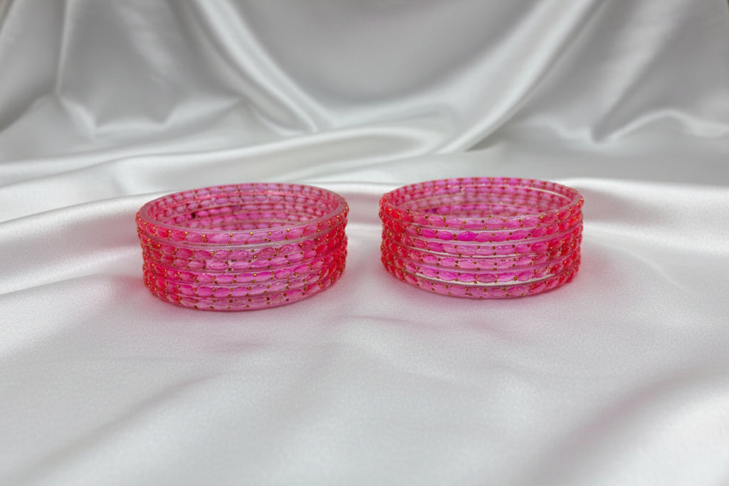 Rain Drop Glass Bangles – Make Every Occasion Special (Pink) - PREMIUM QUALITY