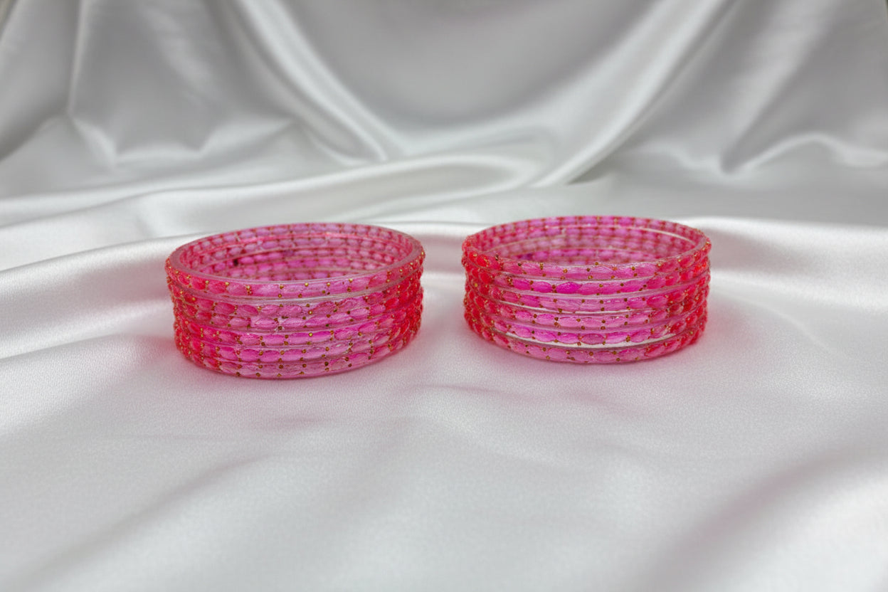 Rain Drop Glass Bangles – Make Every Occasion Special (Pink) - PREMIUM QUALITY