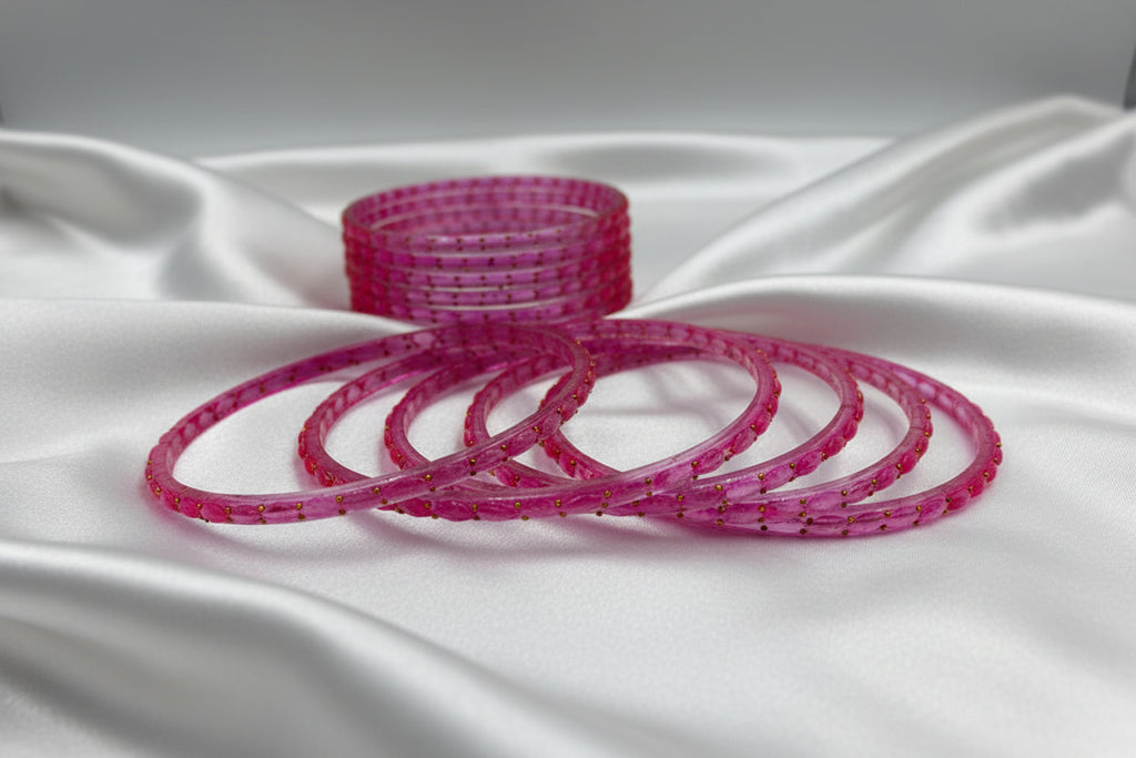 Rain Drop Glass Bangles – Make Every Occasion Special (Pink) - PREMIUM QUALITY