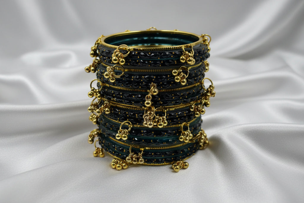 Royal Kashmiri Elegance with Rain Drop Glass Bangles – Make Every Occasion Special (Radium) - PREMIUM QUALITY