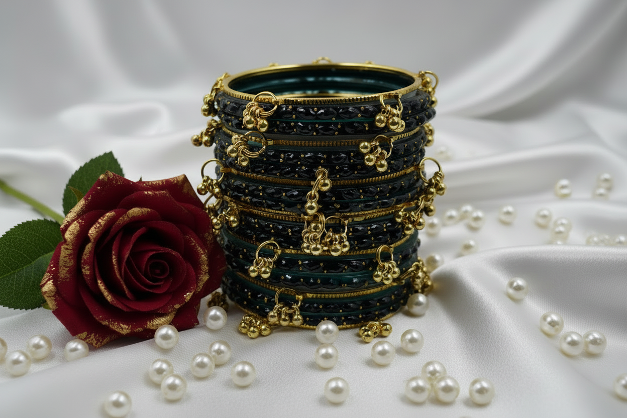 Royal Kashmiri Elegance with Rain Drop Glass Bangles – Make Every Occasion Special (Radium) - PREMIUM QUALITY