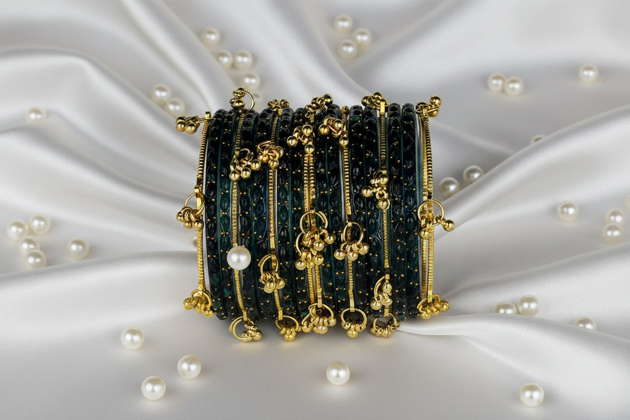 Royal Kashmiri Elegance with Rain Drop Glass Bangles – Make Every Occasion Special (Radium) - PREMIUM QUALITY