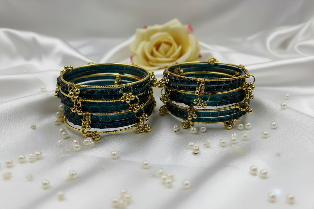 Royal Kashmiri Elegance with Rain Drop Glass Bangles – Make Every Occasion Special (Radium) - PREMIUM QUALITY