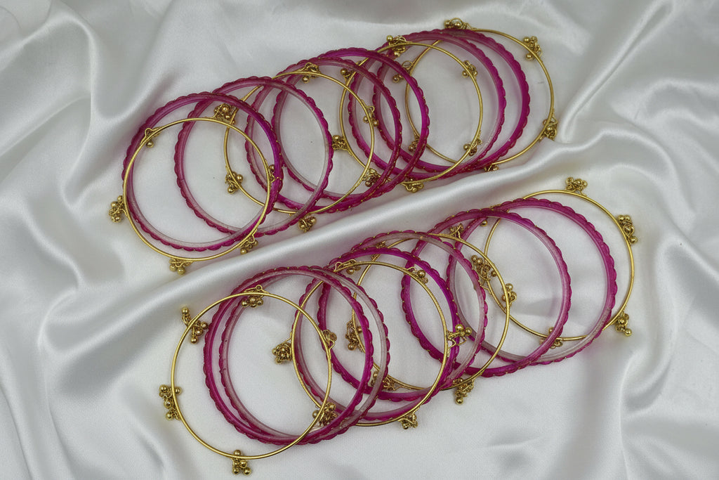 Royal Kashmiri Elegance with Rain Drop Glass Bangles – Make Every Occasion Special (Rani) - PREMIUM QUALITY