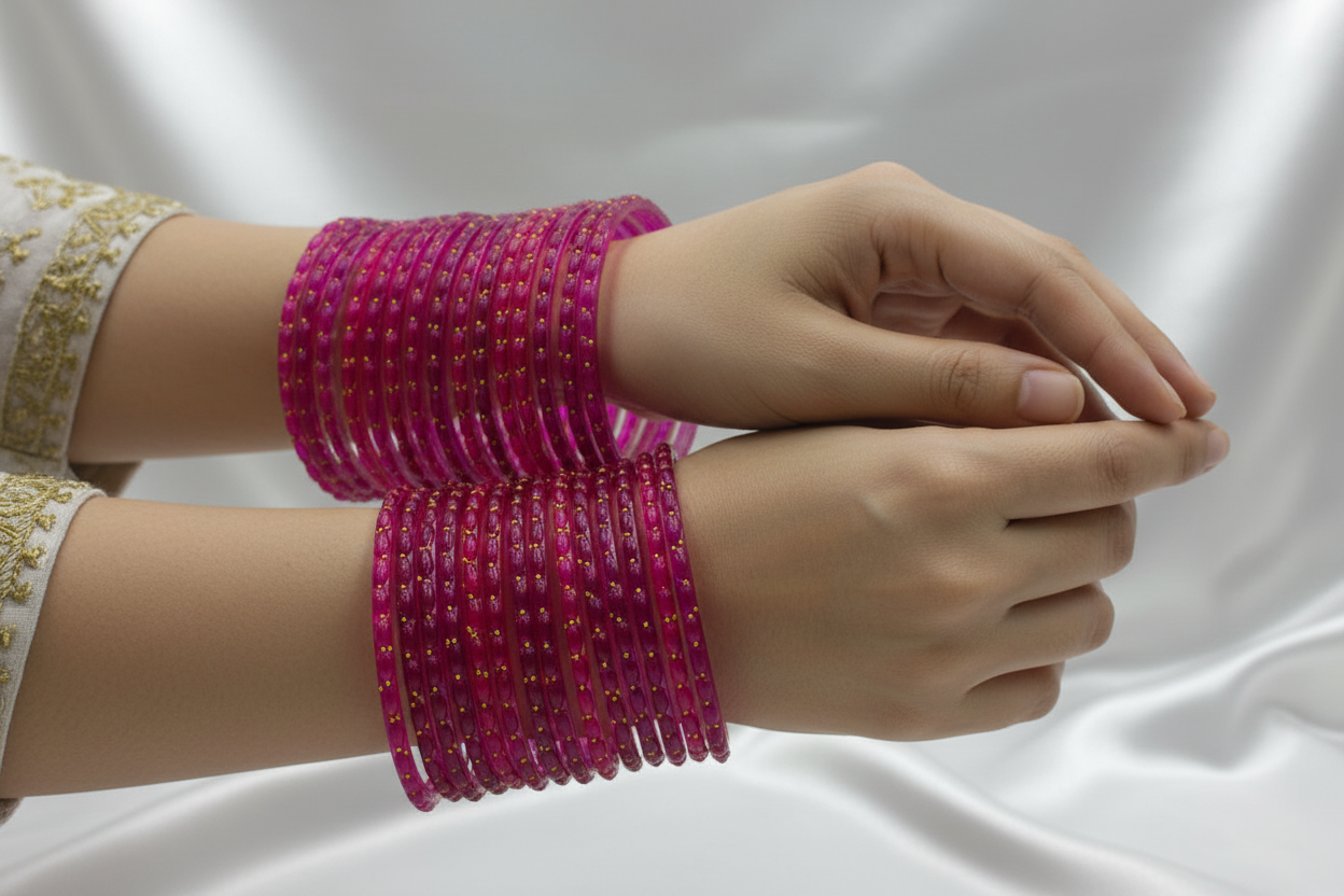 Rain Drop Glass Bangles – Make Every Occasion Special (Rani) - PREMIUM QUALITY