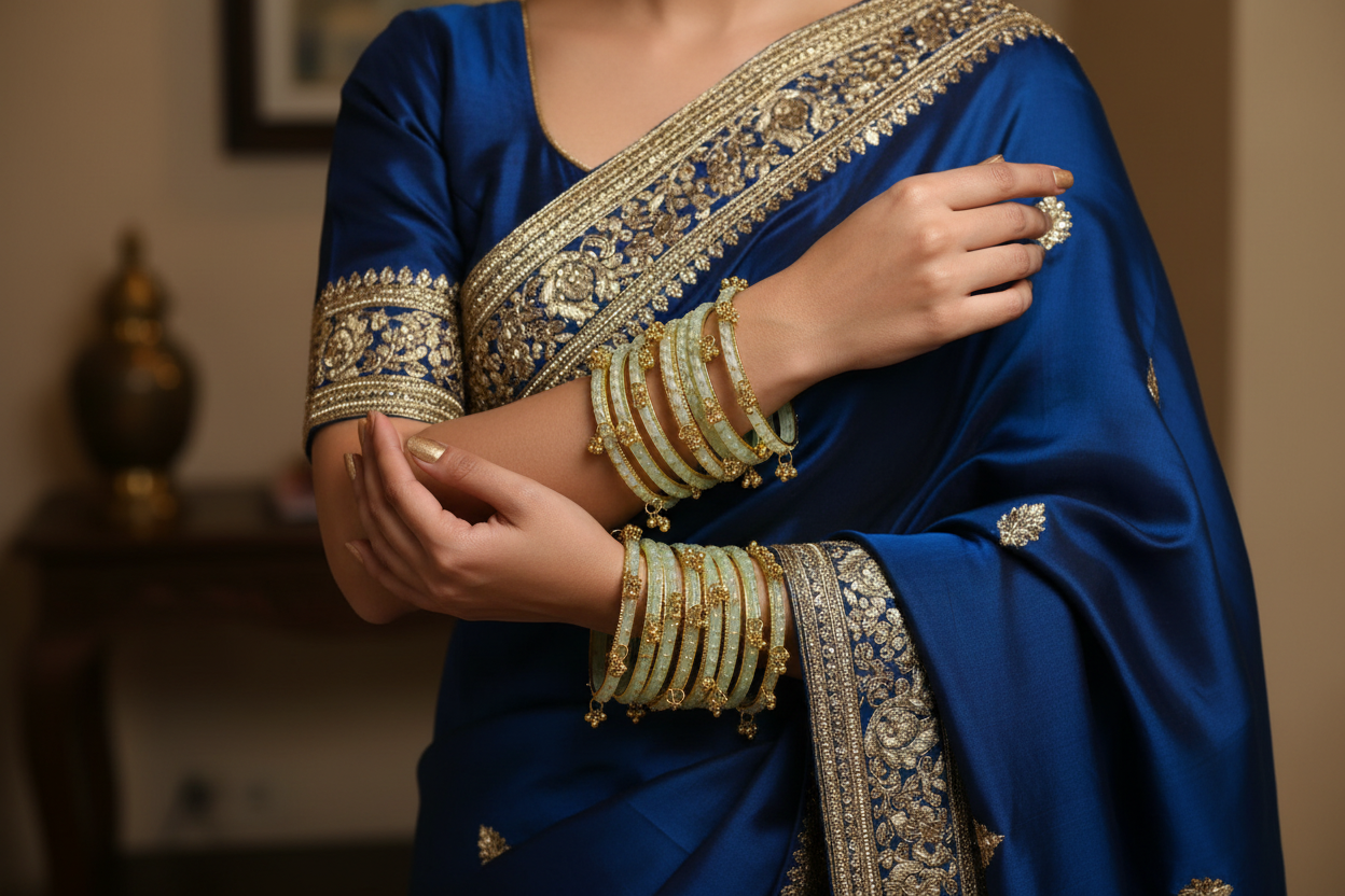 Royal Kashmiri Elegance with Rain Drop Glass Bangles – Make Every Occasion Special (White) - PREMIUM QUALITY
