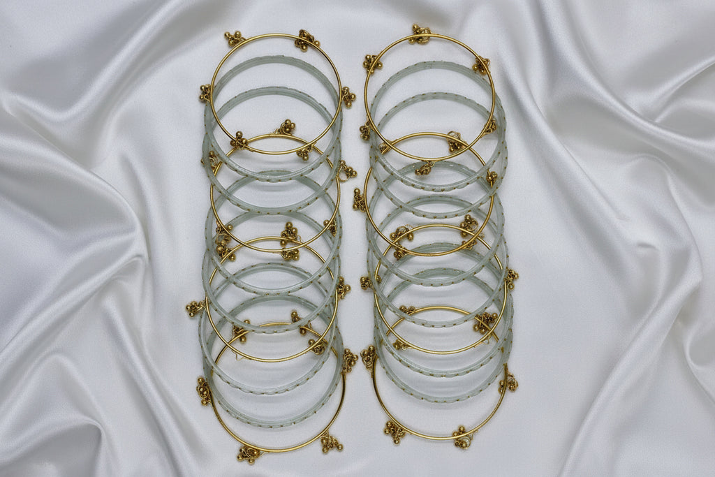 Royal Kashmiri Elegance with Rain Drop Glass Bangles – Make Every Occasion Special (White) - PREMIUM QUALITY