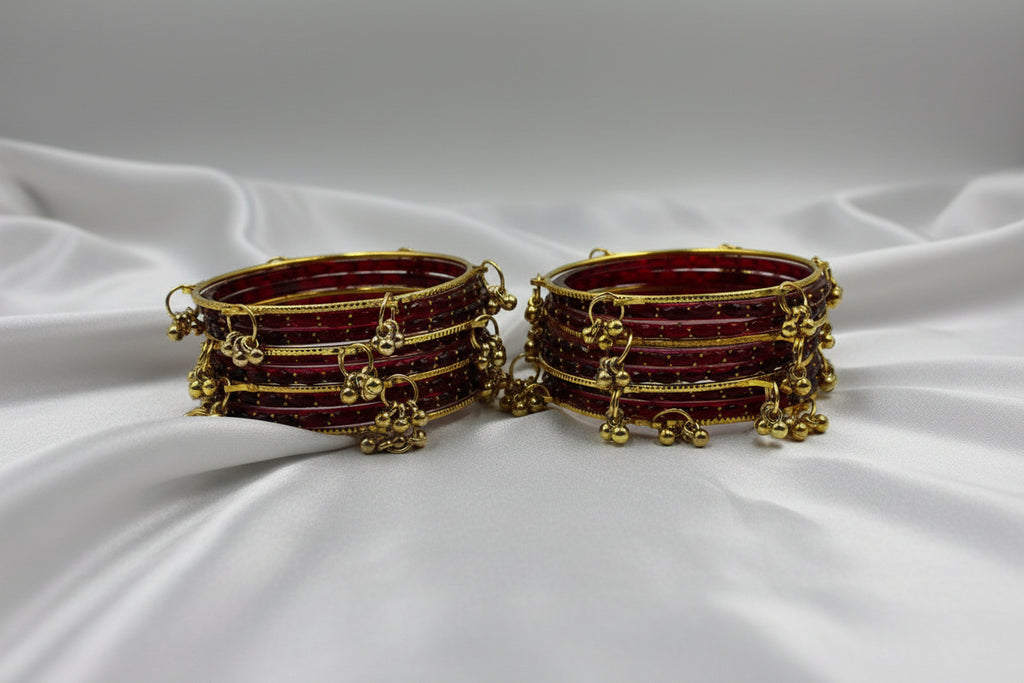 Royal Kashmiri Elegance with Rain Drop Glass Bangles – Make Every Occasion Special (Dark - Maroon) -  PREMIUM QUALITY