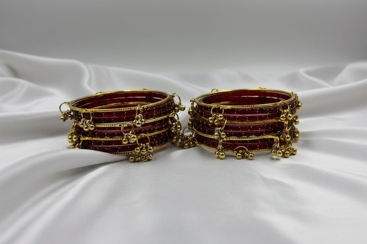 Royal Kashmiri Elegance with Rain Drop Glass Bangles – Make Every Occasion Special (Dark - Maroon) -  PREMIUM QUALITY